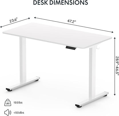 FLEXISPOT EN1 One-Piece Standing Desk 48 x 24 Inches Height Adjustable Electric Sit Stand Up Desk Home Office Desk