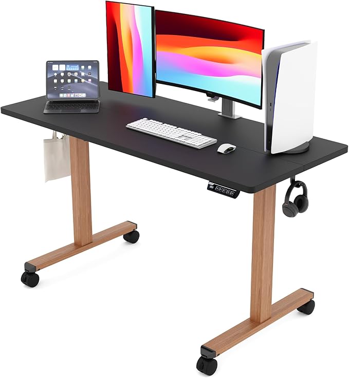 Monomi Electric Standing Desk, 55x24 Inches Height Adjustable Sit Stand up Desk, Large Ergonomic Home Office Desk with Memory Preset Controller,Black