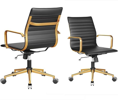 Ergonomic Desk Chair Computer Chairs with Armrests and Wheels Heavy Duty Wide Seat for Home Office Comfortable 22.83in Chair for Women and Men，Gold Black