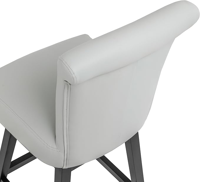 Bar Stool, PU Leather Barstool, 26 Inch Upholstered Counter Stools with 15.7" High Back and Footrest, Swivel Counter Height Barstools for Kitchen Island Home Bar Light Gray