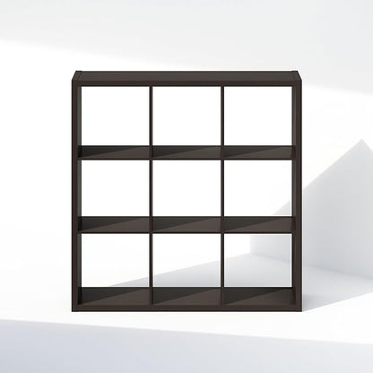 Furinno Cubic Closet Organizers and Storage, 9-Cube Closet Organizer, Open Shelf Closet Storage, Extra Thick Frame for Wardrobe, Bedroom, Living Room, Dark Oak