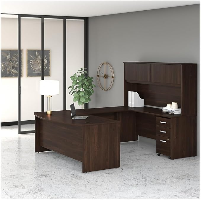 Bush Business Furniture Studio C Bow Front Desk, 72W x 36D, Black Walnut