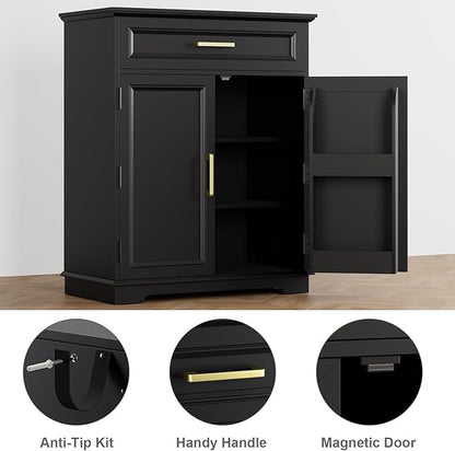Kitchen Storage Cabinet with Drawer, Buffet Cabinet with Storable Door, Modern Floor Sideboard, for Living Room, Entryway,Black
