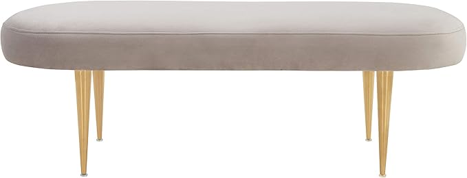 SAFAVIEH Couture Collection Corinne Pale Taupe Velvet and Gold Oval Bench
