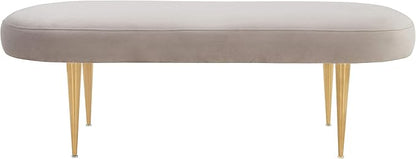 SAFAVIEH Couture Collection Corinne Pale Taupe Velvet and Gold Oval Bench