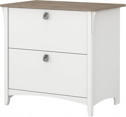 Bush Furniture Salinas 2 Drawer Lateral File Cabinet in Shiplap Gray and Pure White, Home Office Storage Solution, Organizer with Drawers for Workspace, Filing Unit