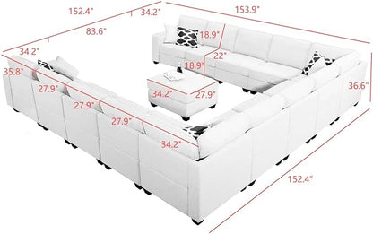 Legend Vansen Modular Sectional Sofa U Shaped Couch with Ottoman Modern Reversible Corner Sectional Couch for Living Room (Dark Grey, U Shaped Sofa-6)