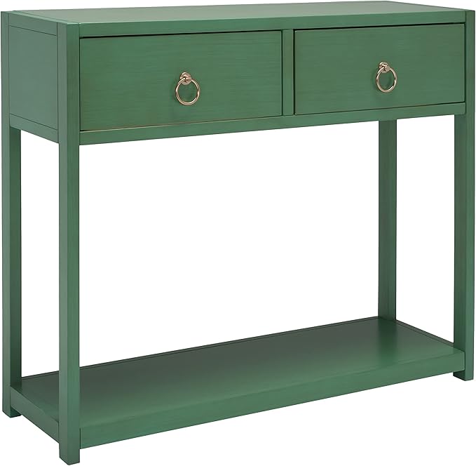SAFAVIEH Home Collection Sadie Contemporary Turquoise Green 2-Drawer Console Table (Fully Assembled)
