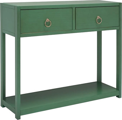 SAFAVIEH Home Collection Sadie Contemporary Turquoise Green 2-Drawer Console Table (Fully Assembled)