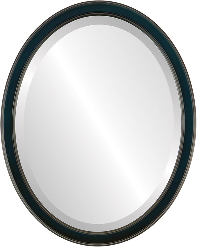 OVALCREST Oval Beveled Wall Mirror for Home Decor - Toronto Style - Royal Blue - 18" x 14"