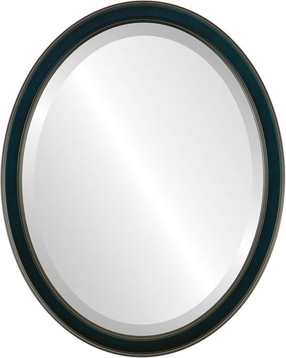 OVALCREST Oval Beveled Wall Mirror for Home Decor - Toronto Style - Royal Blue - 18" x 14"