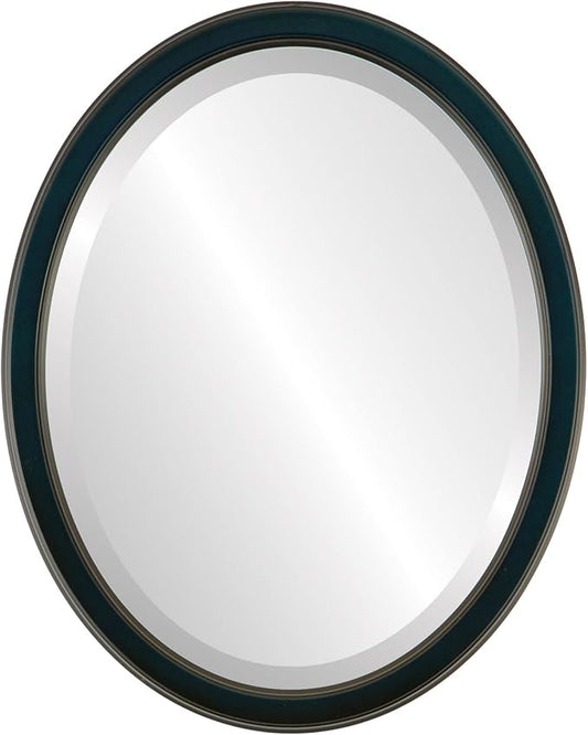 OVALCREST Oval Beveled Wall Mirror for Home Decor - Toronto Style - Royal Blue - 26" x 22"