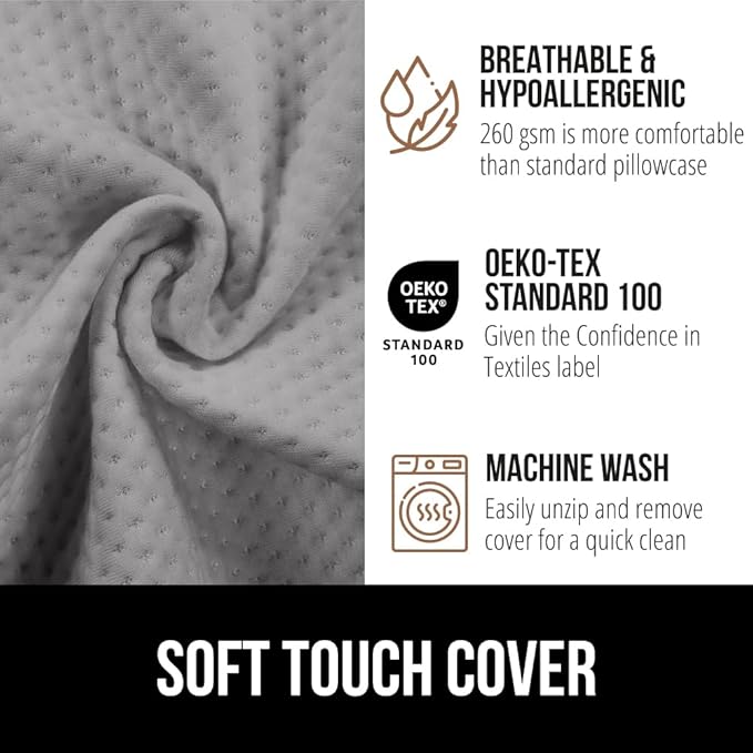 GORILLA GRIP Patent Pending King Bed Wedge Pillow Headboard Gap Filler, US Designed, Comfortable Supportive High Density Foam Pillows, Stay in Place Gripping Dots, Wedges Between Mattress, Soft Gray