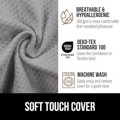 GORILLA GRIP Patent Pending King Bed Wedge Pillow Headboard Gap Filler, US Designed, Comfortable Supportive High Density Foam Pillows, Stay in Place Gripping Dots, Wedges Between Mattress, Soft Gray