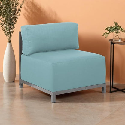 Howard Elliott Axis Chair with Cover for Both Indoor & Outdoor Seating, Cushioned & Seating Titanium Frame for Living Room, Office and Bedroom, 30.5 x 32.5 x 30 Inches, Sterling Breeze