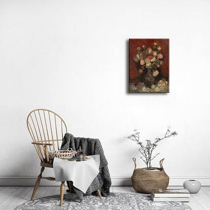 Wieco Art Vase with Chinese Asters and Gladioli by Van Gogh Famous Oil Paintings Reproduction Modern Abstract HD Canvas Prints Wall Art Flowers Artwork Pictures for Bedroom Kitchen Home Decorations
