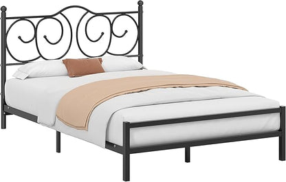 VECELO Metal Full Size Headboard, Heavy Duty Curved Headboard Only Height Adjustable, Easy to Assembly, Farmhouse Victorian Style for Bedroom - Black, Full