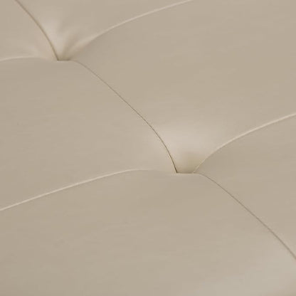 SIMPLIHOME Dover 36 inch Wide Contemporary Square Coffee Table Storage Ottoman in Satin Cream Vegan Faux Leather, Assembled, For the Living Room and Bedroom