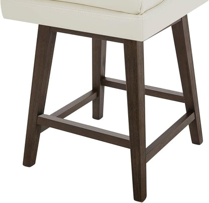 CHITA Counter Height Swivel Barstool, FSC Certified Upholstered Bar Stool, 26.8" H Seat Height, PU Leather in Pure White