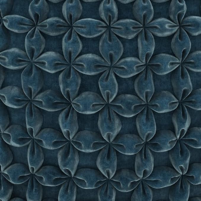 SIMPLIHOME Renee Boho Round Pouf in Teal Velvet Fabric for the Living Room, Bedroom and Kids Room