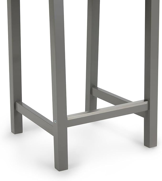 Amazon Basics Wooden Bar Stool with Backrest 24", Grey, 1 Unit