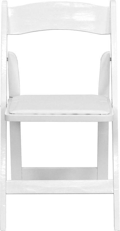 Flash Furniture HERCULES Series White Wood Folding Chair with Vinyl Padded Seat