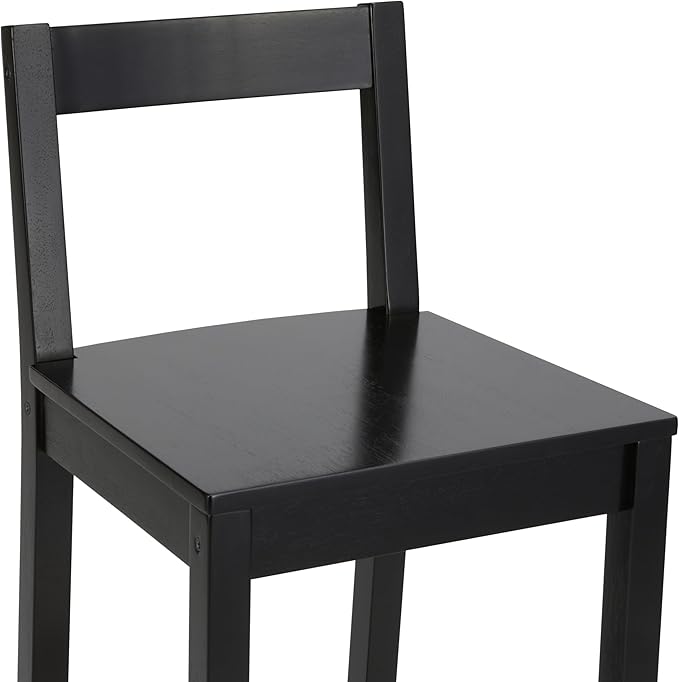 Amazon Basics Wooden Bar Stool with Backrest 24", Black, Set of 2