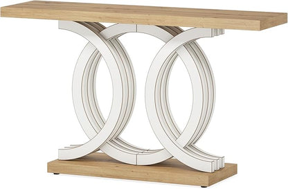 Tribesigns 55 in Console Table with Geometric Base, Modern Hallway Table, Wooden Entryway Table, Foyer Sofa Table, Unique Long Accent Table for Decoration and Organization (White) Brand
