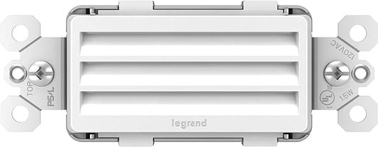 Legrand radiant NTLHORZWCC6 Horizontal Step Light Full Adjustable LED Night Light Outlet, For Hallways and Stairs, White (1 Count)