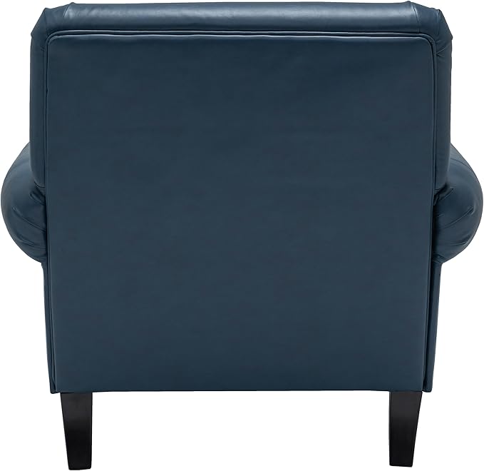 Accent Chair,22.4" Seat Depth Armchair with Roll Arms,36.6W*34.3D*34.6H Living Room Chair,Wood Legs,Set of 2,Faux Leather in Navy