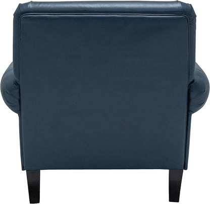 Accent Chair,22.4" Seat Depth Armchair with Roll Arms,36.6W*34.3D*34.6H Living Room Chair,Wood Legs,Set of 2,Faux Leather in Navy