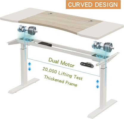 Radlove Dual Motor Height Adjustable Standing Desk, 63 x 30 Height Adjustable Computer Desk Sit Stand Desk Home Office Desks with Splice Board 265 lb Load Capacity White Frame + White Top