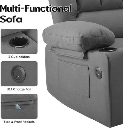 Soohow Oversized Power Lift Recliner Chair with Massage and Heat for Elderly Big and Tall, Large Fabric Recliner Wide Electric Recliner Chair with USB Ports, Cup Holders, Side Pockets