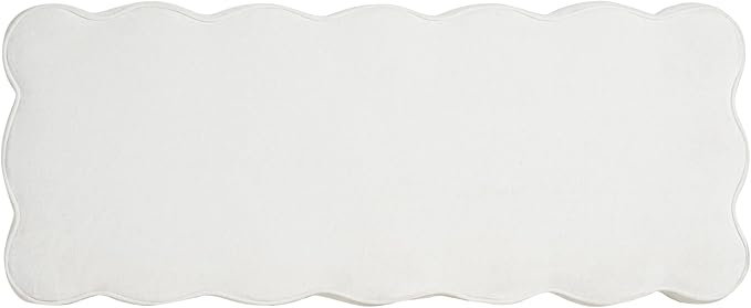 Christopher Knight Home Pean Living Room Ottoman with Storage, Fabric Upholstered Storage Ottoman Bench, Sofa Foot Stool with Wood Frame, Bedroom End of Bed Bench, Chic Scalloped Design, White