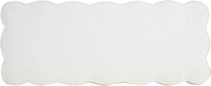 Christopher Knight Home Pean Living Room Ottoman with Storage, Fabric Upholstered Storage Ottoman Bench, Sofa Foot Stool with Wood Frame, Bedroom End of Bed Bench, Chic Scalloped Design, White