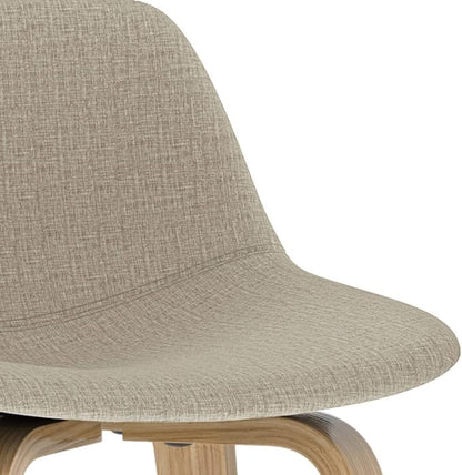 SIMPLIHOME Randolph Counter Stools (Set of 2) - 28 Inch Seat Height Upholstered Bentwood Kitchen Seats in Natural Polyester Linen Fabric, Mid Century Modern Seating with Curved Backrest and Footrest