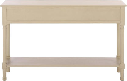 SAFAVIEH Home Collection - Landers Sand Console Table with 3 Basket Drawers and 1 Shelf, Farmhouse Accent Entryway Table (CNS5711G)