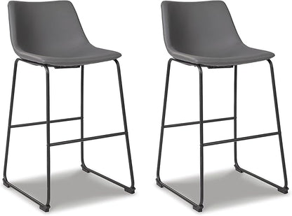 Signature Design by Ashley Centiar Modern Faux Leather 29" Pub Height Bar Stool, Set of 2, Gray