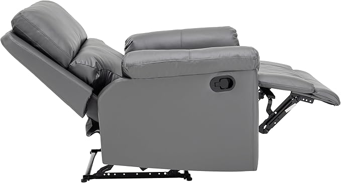 MINCETA Recliner Chairs,Modern 5" Wall Hugger Nursery Recliner with Overstuffed Arm and Back for Living Room,Set of 2,PU Leather in Gray