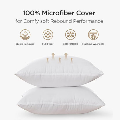 Acanva 28x28 Throw Pillow Inserts Set of 2, Premium Polyester Fiber Fill Square Sham Stuffer Cushion for Sofa, Bed, Couch and Chair, Machine Washable, White