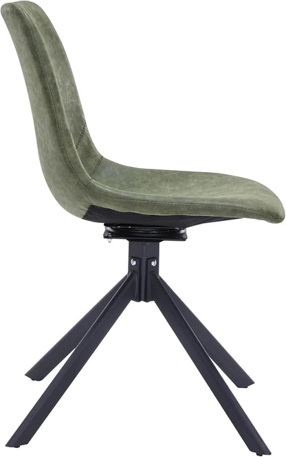 LeisureMod Markley Swivel Leather Dining Side Chair with Durable Iron Legs – Comfortable Accent Chair for Kitchen, Dining Room, or Office Set of 4