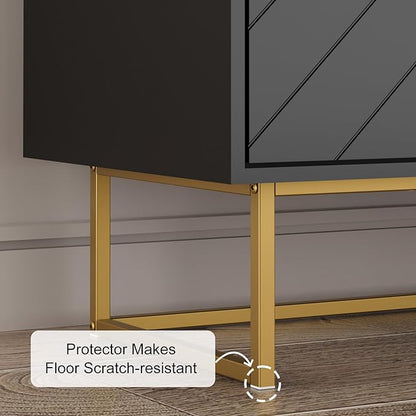 Scurrty 31.5" Black Sideboard Buffet Cabinet with Storage, Cabinet with Doors & Adjustable Shelf for Living Room & Kitchen