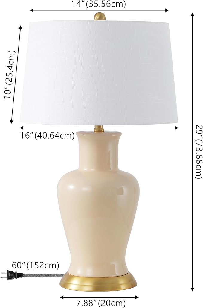 JONATHAN Y JYL4026D Julian 29" Traditional Classic Ceramic Urn LED Table Lamp, Almond for Bedroom, Living Room, Kitchen, Home Office, Kids Room