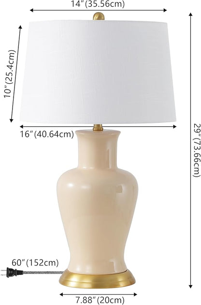 JONATHAN Y JYL4026D Julian 29" Traditional Classic Ceramic Urn LED Table Lamp, Almond for Bedroom, Living Room, Kitchen, Home Office, Kids Room