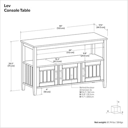 SIMPLIHOME Lev SOLID WOOD 48 Inch Wide Contemporary Console Table in Smoky Brown, For the Living Room, Entryway and Bedroom