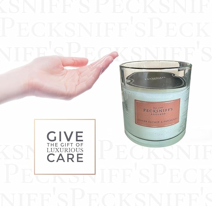 Pecksniff's Classic Gingerflower & Patchouli Scented Candle | 3 Wicks Candle with Dust Cover | 550g/19.4oz