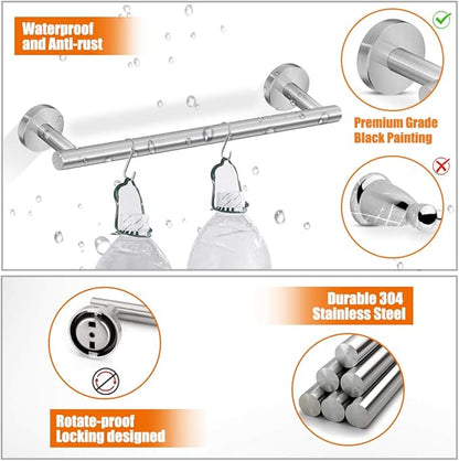5-Pieces Bathroom Hardware Set Brushed Nickel SUS304 Stainless Steel Round Wall Mounted - Includes 16" Hand Towel Bar, Toilet Paper Holder, 3 Robe Towel Hooks,Bathroom Accessories Kit