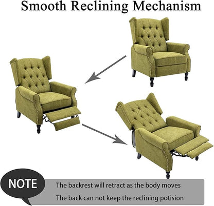 Wingback Recliner Chair, Modern Accent Arm Chair for Living Room/Bedroom/Office/Home Theater, Dark Green