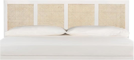 SAFAVIEH Home Collection Vienna White Wash Cane King Headboard Platform