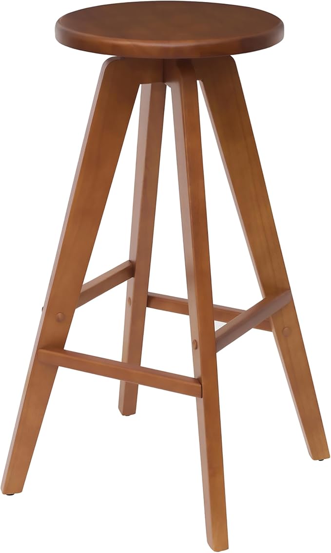 JONATHAN Y BSL2001B Ceren 30.5" MidCentury Industrial Round Solid Wood Backless Bar Stool for Home, Kitchen, Dining Room, Workspaces, Cafes and Resturants, Walnut Brown